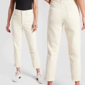 ATHLETA Flex High Rise Straight Ankle Jeans in Bone Cream Sculptek